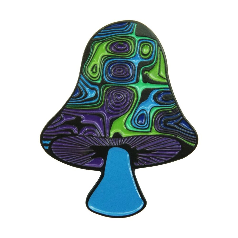 Psychedelic Magic Mushroom Enamel Pin - 1960s Hippie Goth Alt Apparel Gift NWT